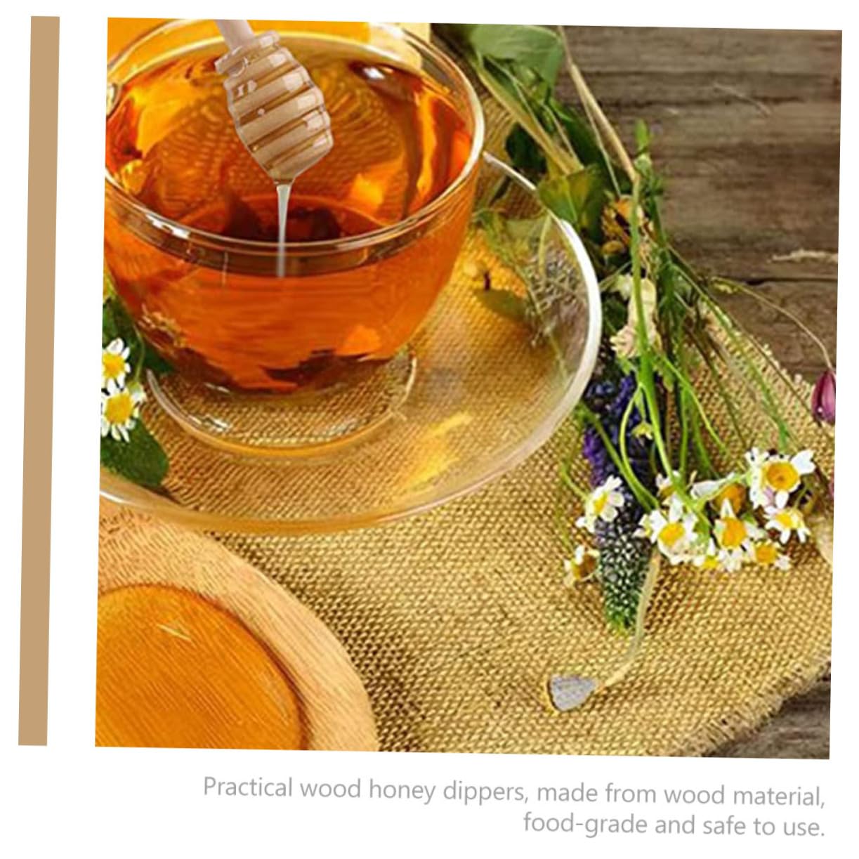 VINTORKY 20pcs Long Handle Honey Dippers Honey Dipper Sticks Honey Mixing Rods Honey Ladle Deep Grooves Honey Dipper Mini Jar Honey Drizzle Stick Household Honey Stirrers Mixing Sticks Wood