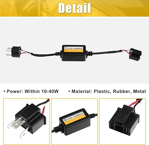 Miniatura 6 de X AUTOHAUX 1 par H4 LED coche faro canbus decodificador errores libre de advertencia resistencias decodificador reemplazo anti parpadeo resistor