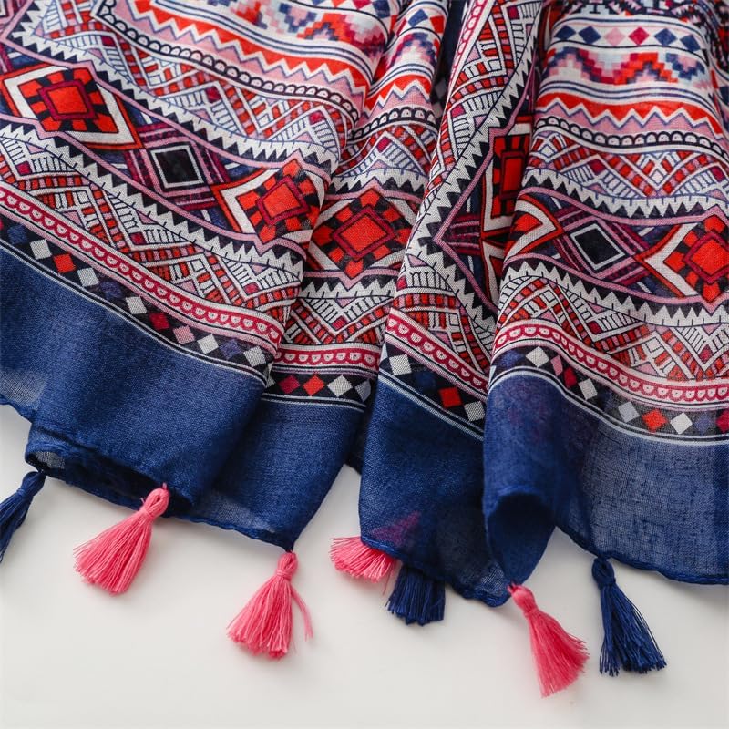 WZX Boho Scarf for Women Lightweight Floral Printed Scarves Fashion Shawl Wraps for All Season - Image 4