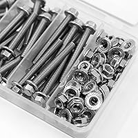 Vista 3 de YEEZET 112 piezas M6 pernos y tuercas de acero inoxidable 304 con cabeza hexagonal y brida de 10 mm, 20 mm, 30 mm, 40 mm, 50 mm
