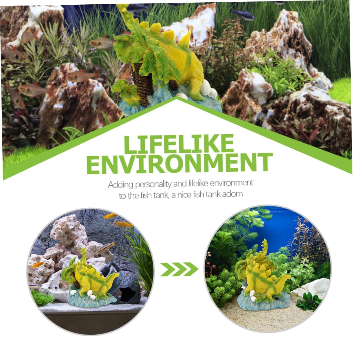 3pcs Dinosaur Fish Tank Decoration Inflatable Floating Fish Aquariums Pond Dragon Lid Tank Decorations Fish Tank Floating Diver Decorations Canister Resin