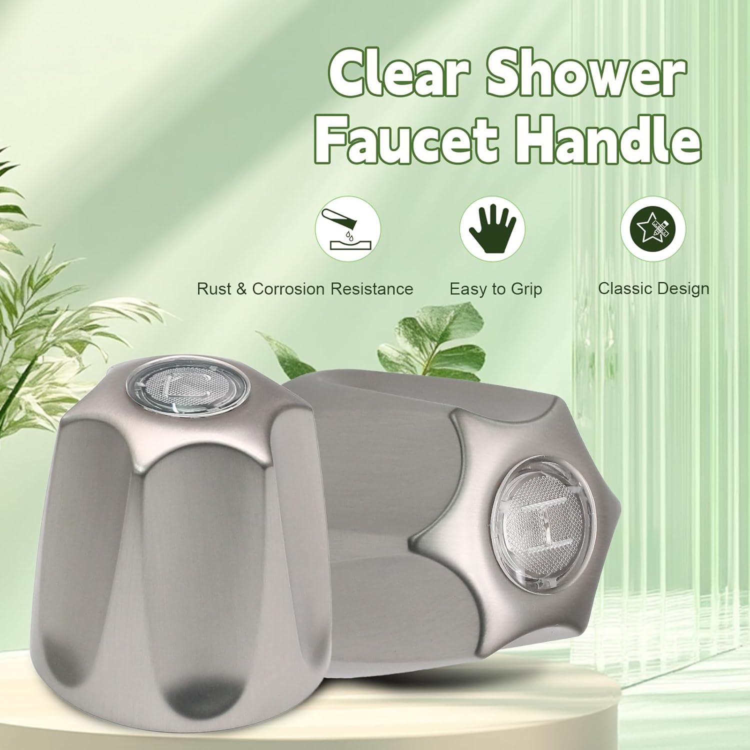 Biaungdo Brushed Nickel Shower Knob Replacement Set of 3, Bathtub Faucet Handles Include Hot and Cold/Diverter Shower Knob for Remodeling Trim