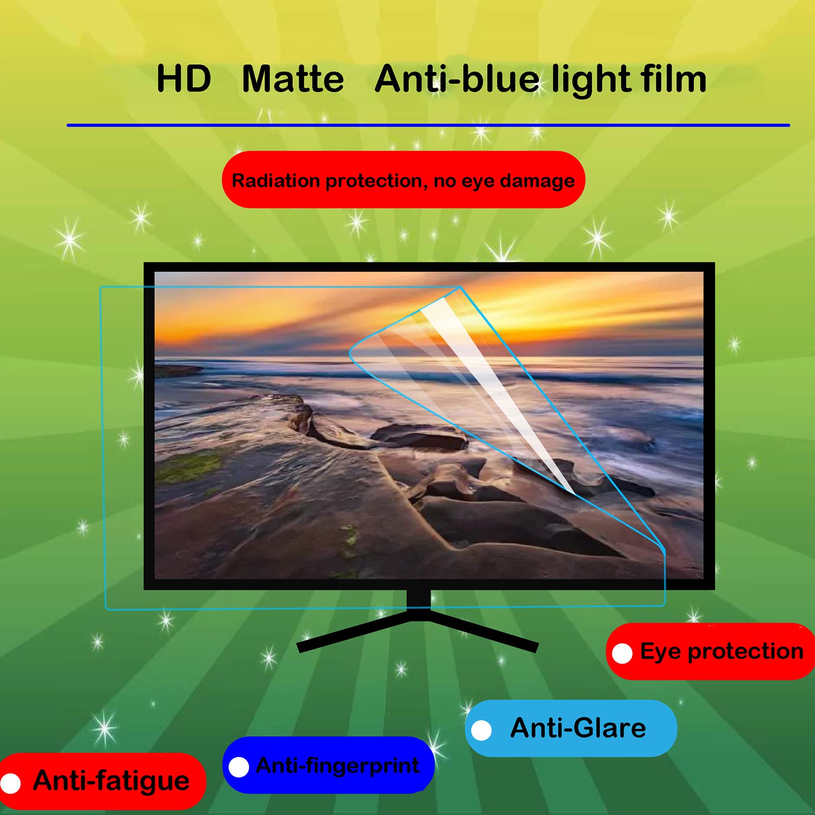 HAMIMI Protector de Pantalla Mate de 17-18 Pulgadas, Anti Luz Azul, Película Antideslumbrante, Compatible con LCD, Led, 4k OLED, QLED,Matte-18.5inch(410x230mm)