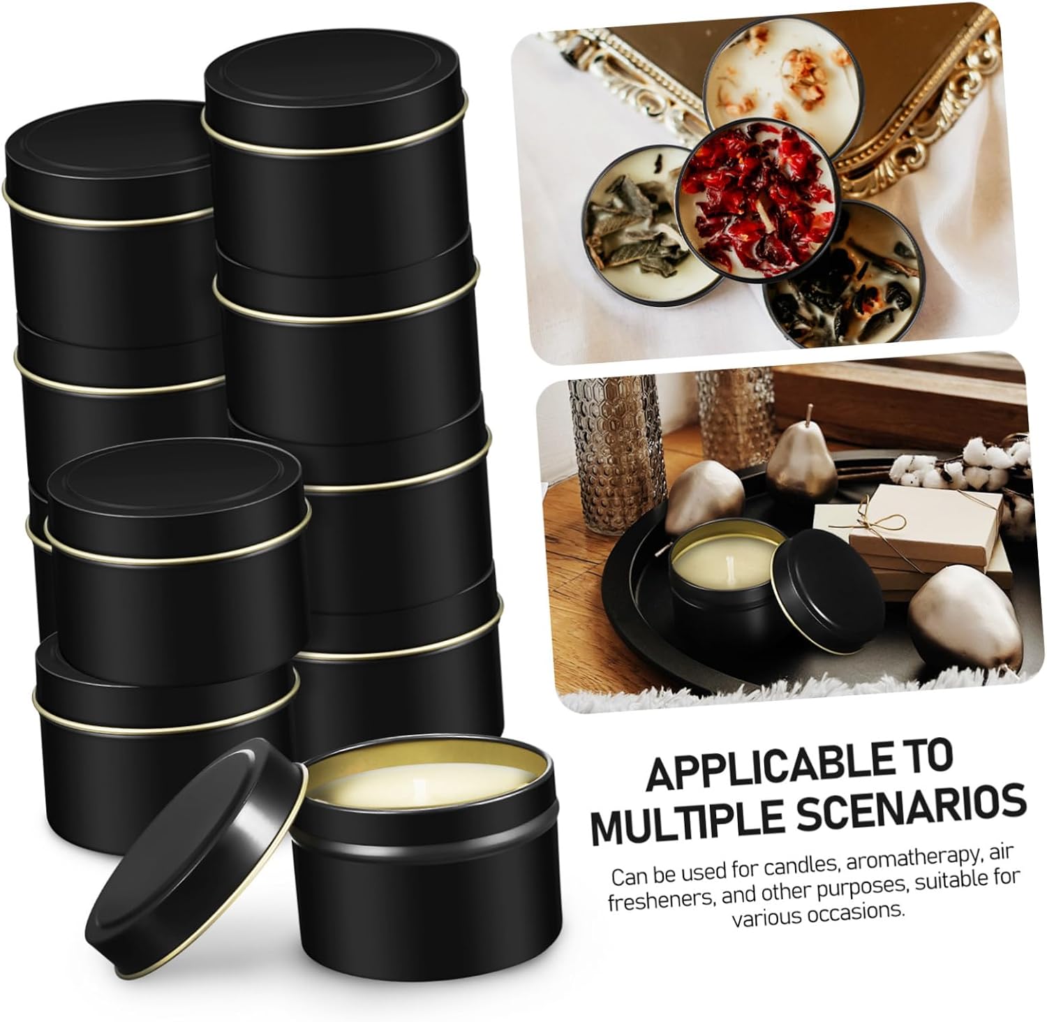 Cabilock 24 Pcs Round Tinplate Candle Tins Lids Empty Candle Jars Storage and Crafts 3.5 oz Capacity for Home Decor