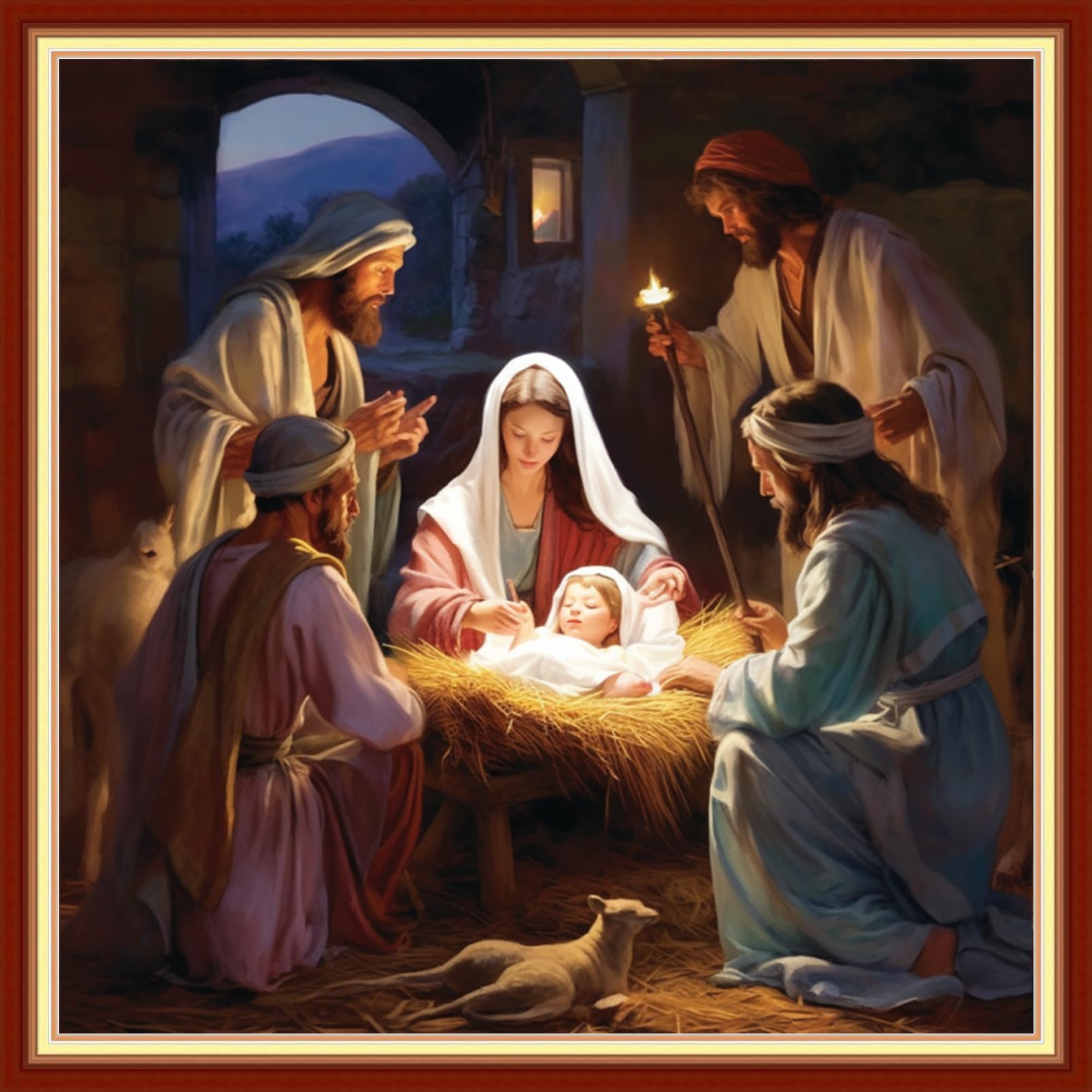 Joyhoor Cross Stitch Kits for Beginners Stamped Cross-Stitch Supplies Needlework preprint Embroidery Kits for Adults DIY Needlepoint Kits Embroidery Patterns 11CT-Nativity 18.x18 inch
