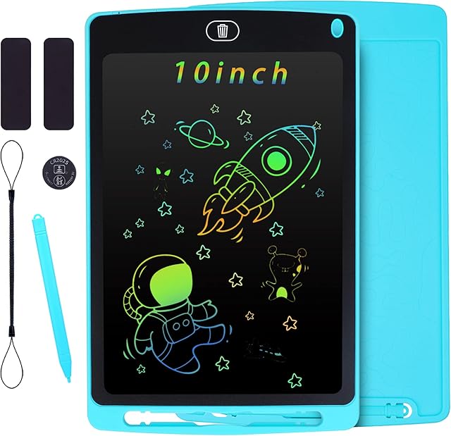 KidsPark LCD Writing Tablet Kids Doodle Scribbler Pad, 10 Inch Colorful Light Drawing Board Learning Educational Toy Portable Handwriting Drawing Pad for Kids Boys Girls Adults, Blue