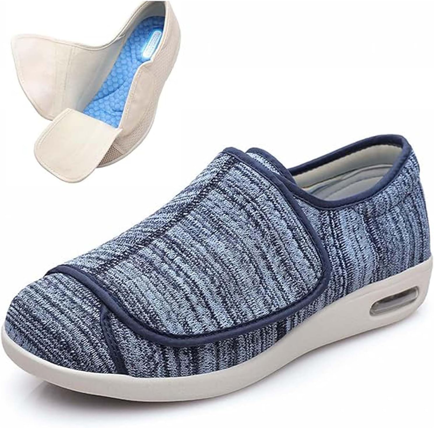 Lightweight Diabetic Shoes for Elderly, Adjustable Closure Walking Sneakers, Wide Width Edema Footwear, Breathable Comfort Shoes for Swollen Feet and Foot Care