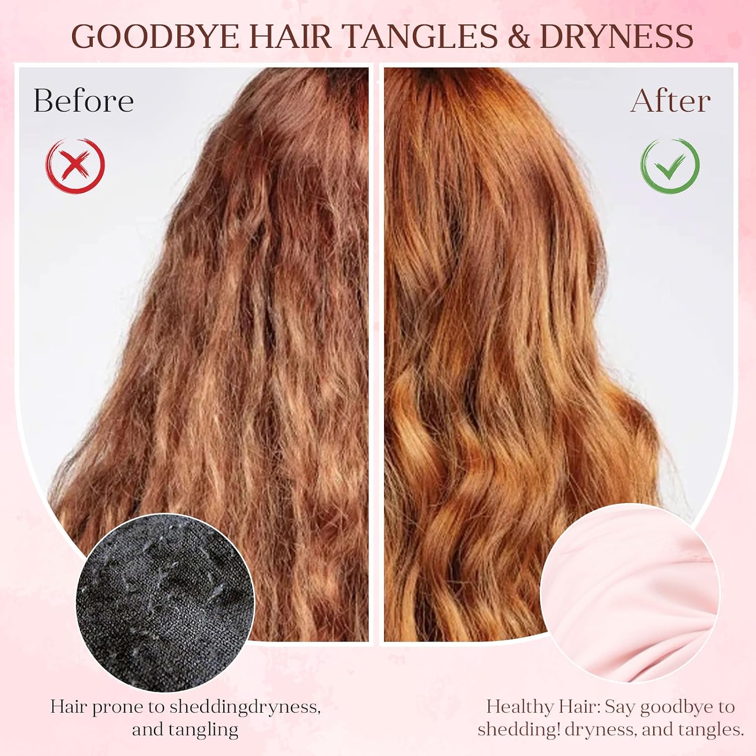 Adjustable double-layer silk satin nightcap, suitable for wrapping hair when sleeping, used for long curly hair, made in pink