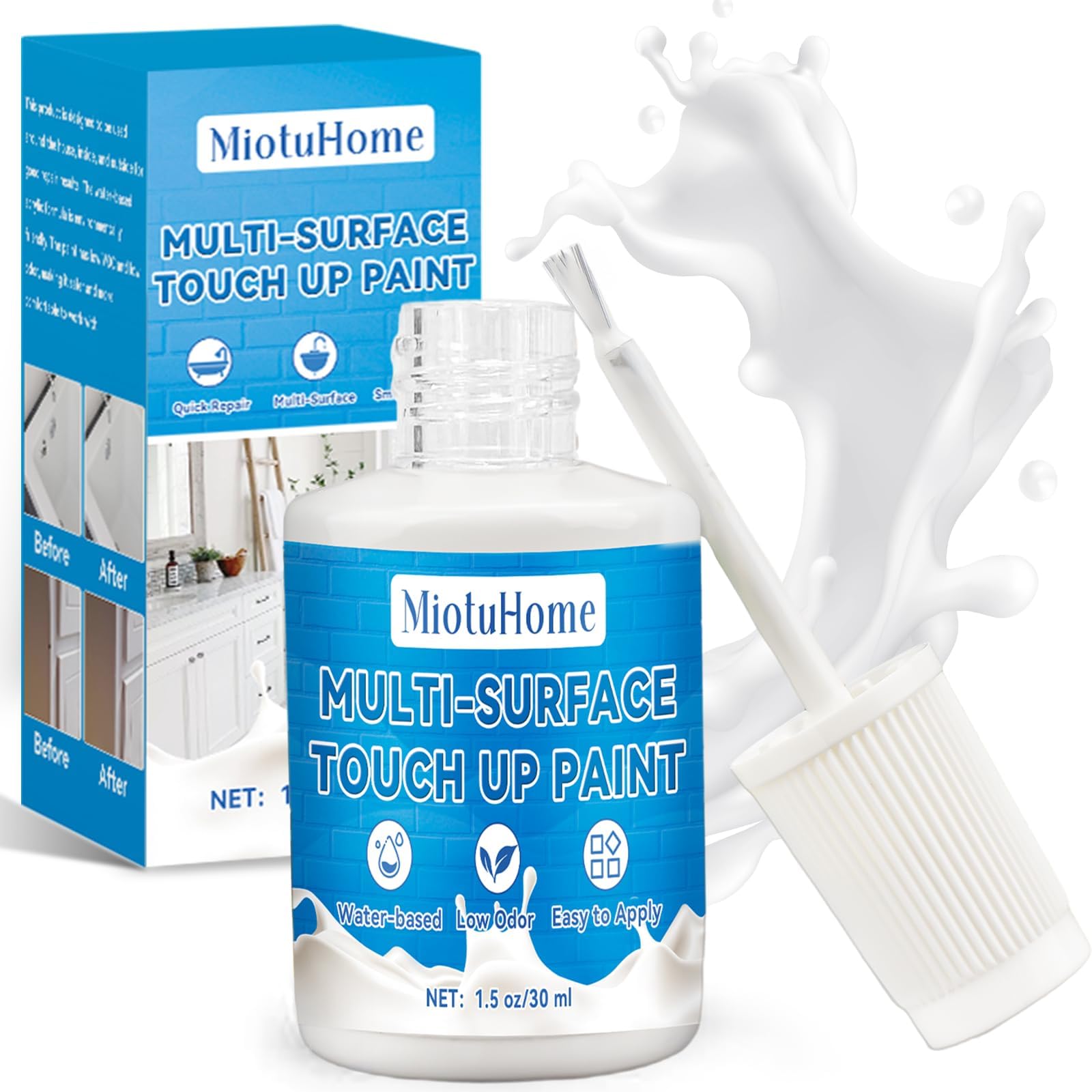 Enamel Touch Up Paint Pen, White Enamel Paint for Kitchen Appliances & Bathroom, Fast Drying Suitable For Bathtub, Tile, Metal, Shower, Sink, Furniture, Chips and Scrapes