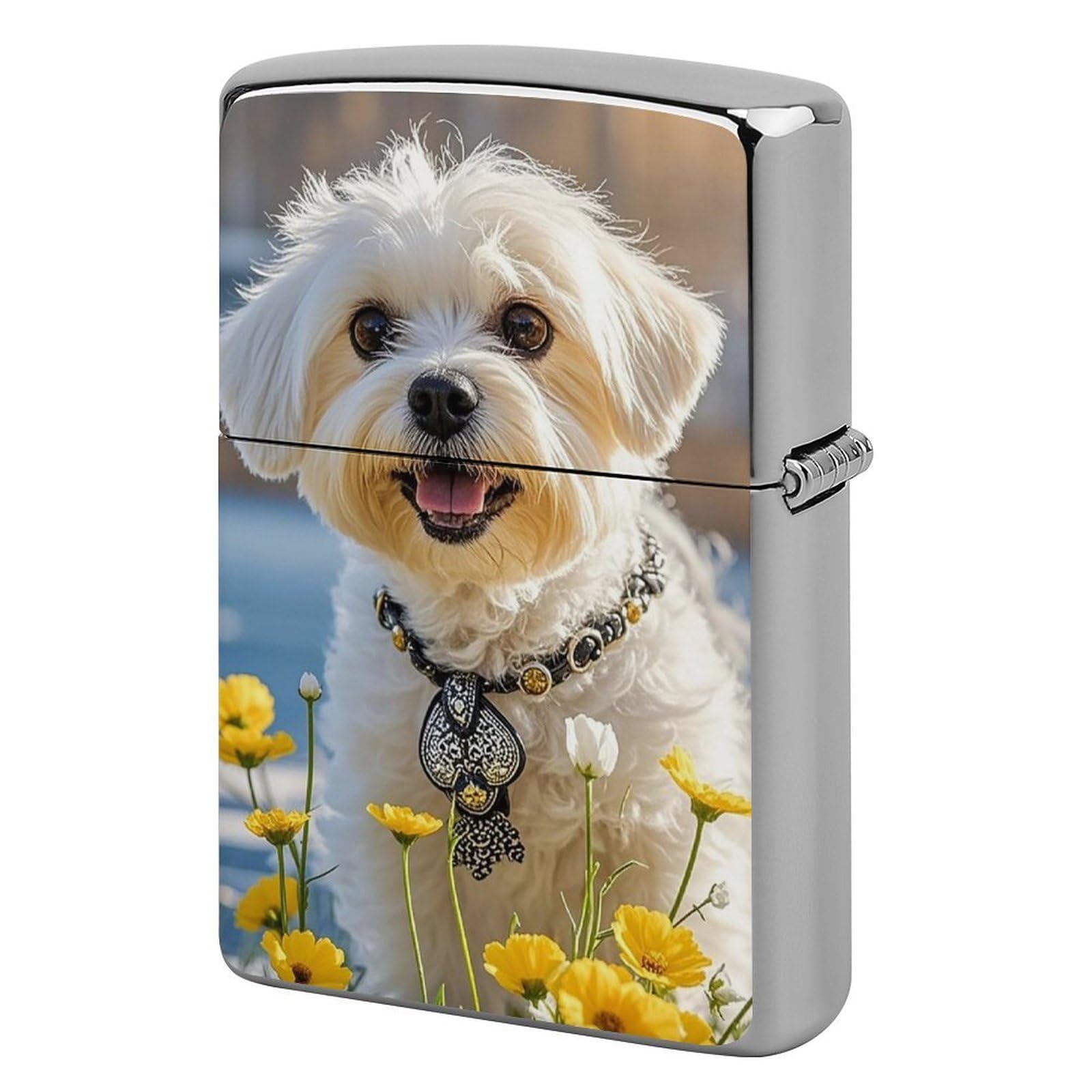 Maltese Dog Lighter Case for Men, Personalized Lighter Cover for Valentine's Day Gifts, Flip-Top Lighters Shell for Outdoor, Portable Lighters Protective Sleeve
