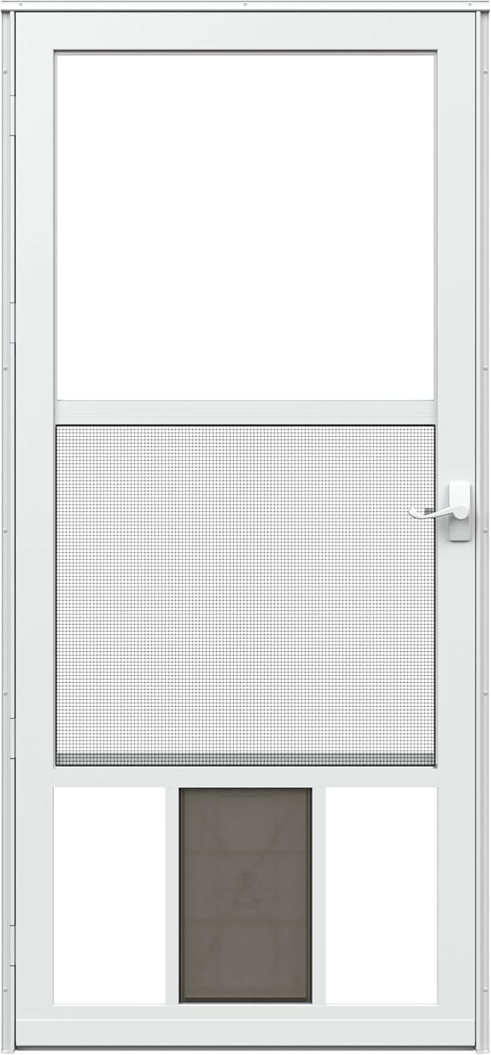 Larson 25 Pet Fullview White 34-in Storm Door with Built-in Pet Door for Easy Access