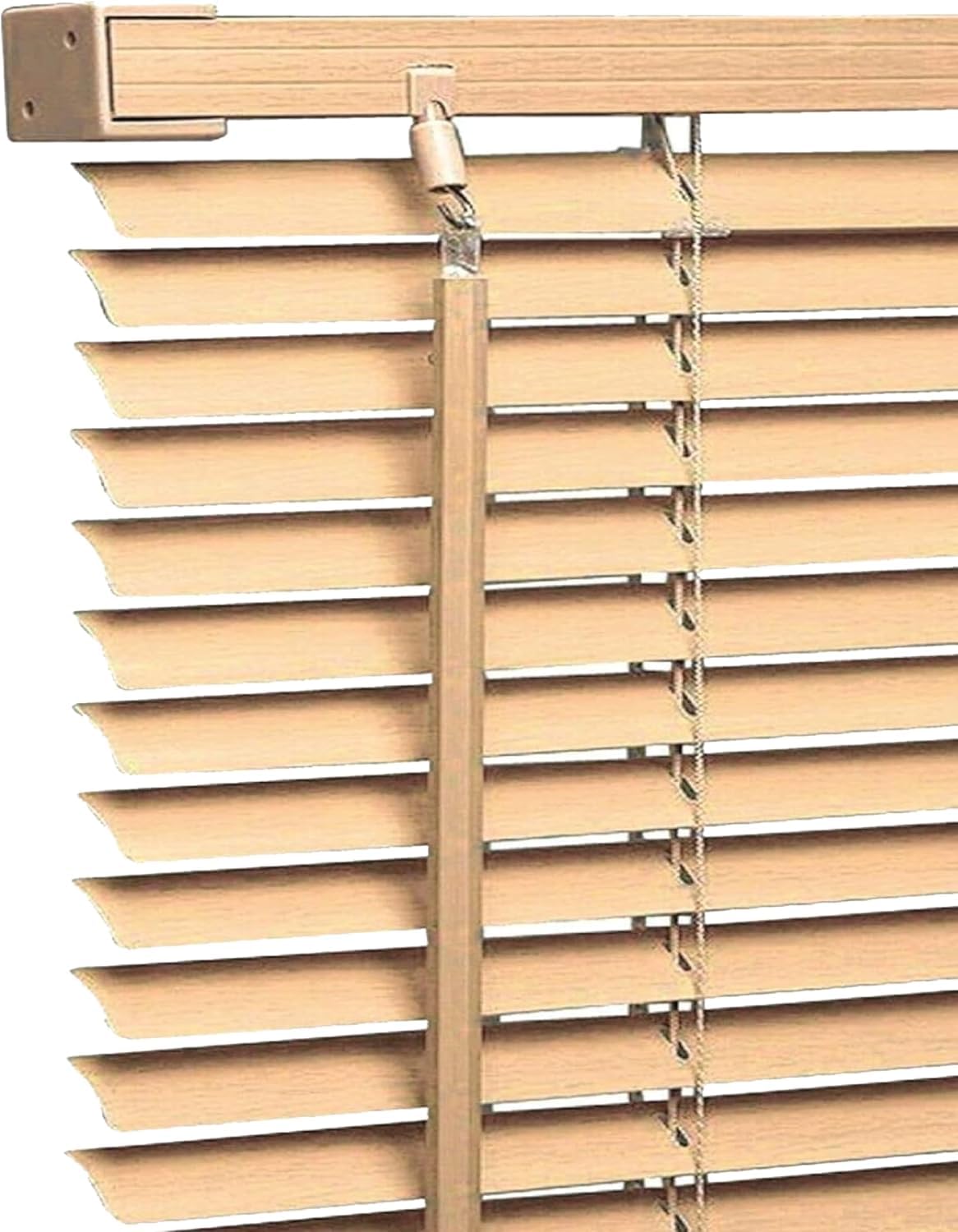PVC Window Venetian Blinds 25mm Slats – Wood grain Effect PVC Venetian Blind Shades Easy Fit Curtains Trimmable Windows Treatment Shutters Complete Child Safe Fittings Natural 170 W x 150 Lcm