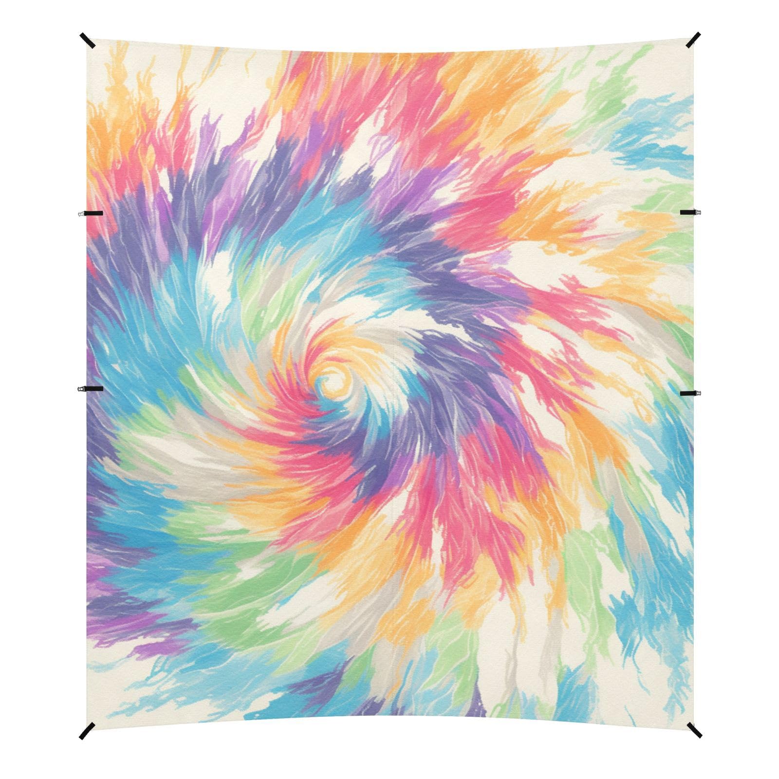 Silver Tie Dye Background Vibrant Colors and Swirling Patterns Tie-dye Pattern Beach Cabana Tent UPF50+ Lightweight Sun Shelter with Sand Pockets for Camping Trips, Fishing, Backyard Fun or