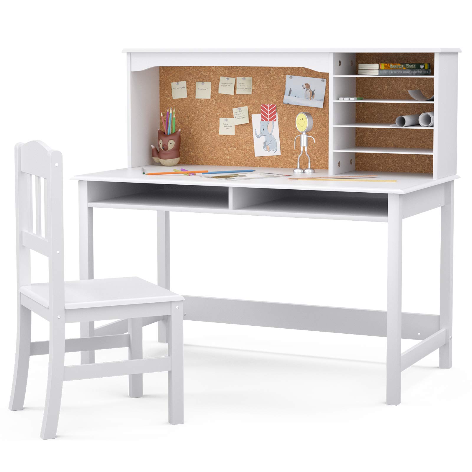 Buy 47.3” Kids Desk and Chair Set with Shelves, Children Study Writing