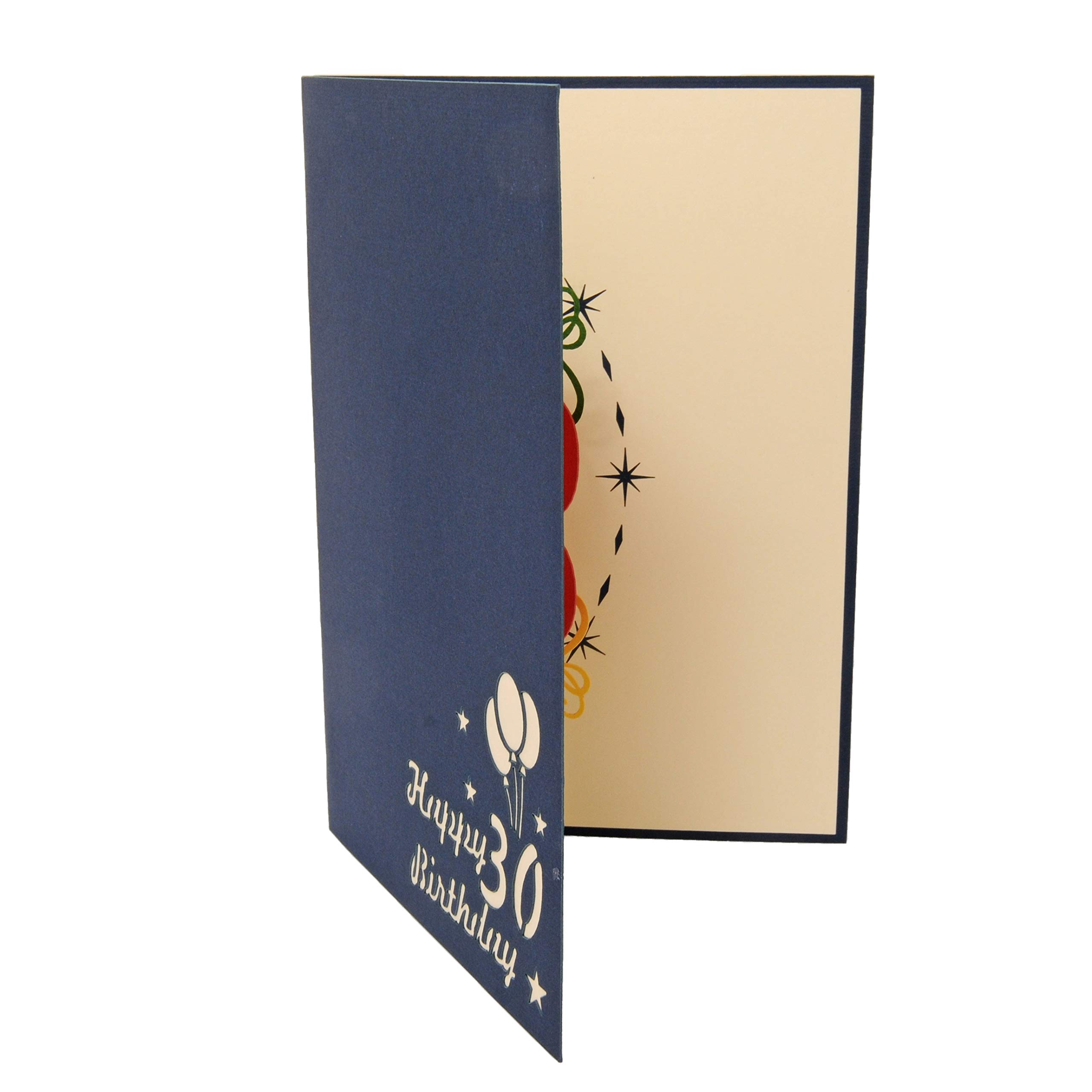 Rhdekoein Biglietto di auguri pop-up 30 anni regalo di compleanno biglietto di auguri 30 anni