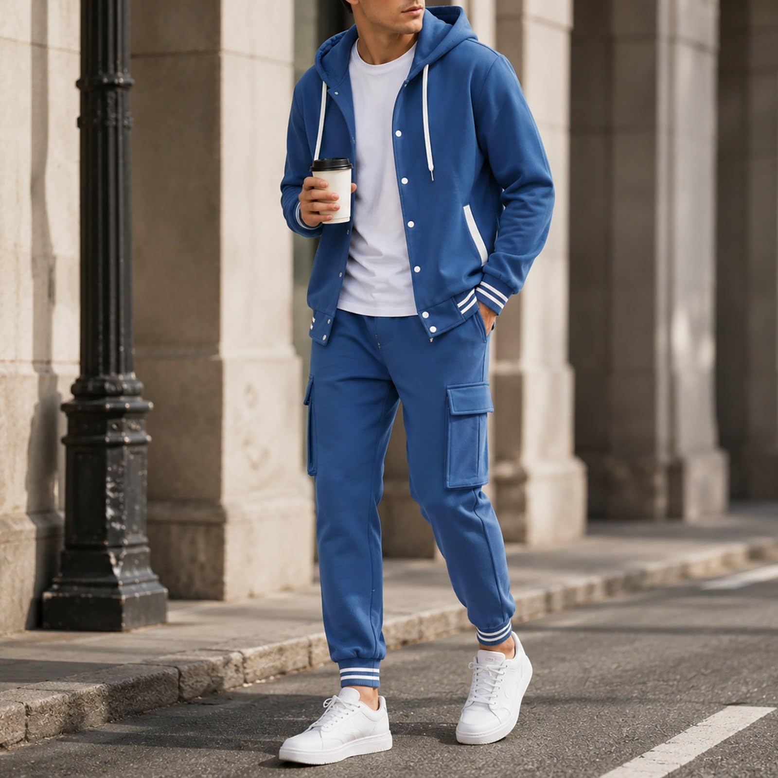 Survêtement complet pour homme 2 pièces à capuche style baseball