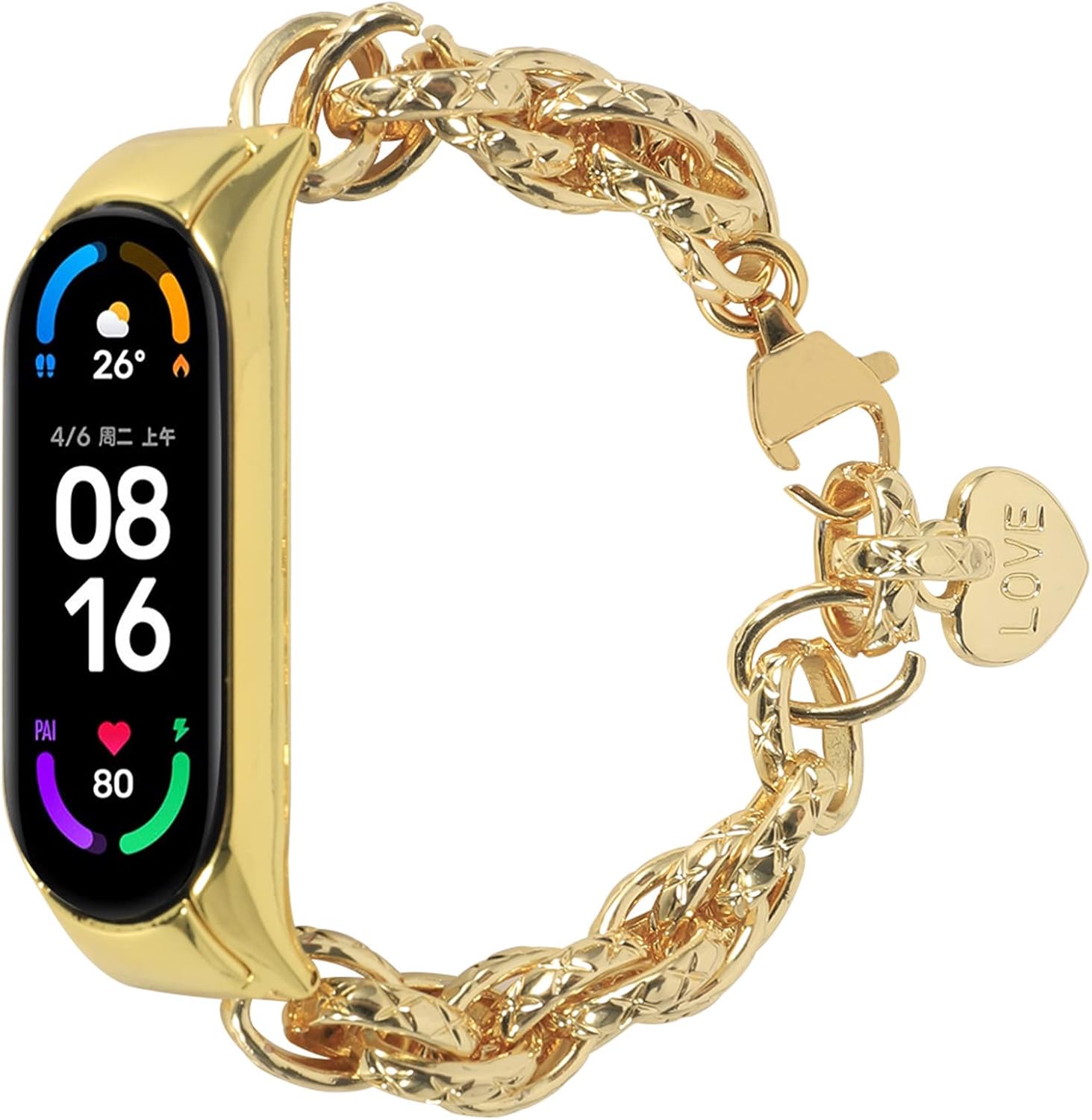 Compatible con Mi Band 7, correa ajustable de 5.5 a 8.0 pulgadas, correa de acero inoxidable de repuesto para mujeres y hombres, correa de Barcelet