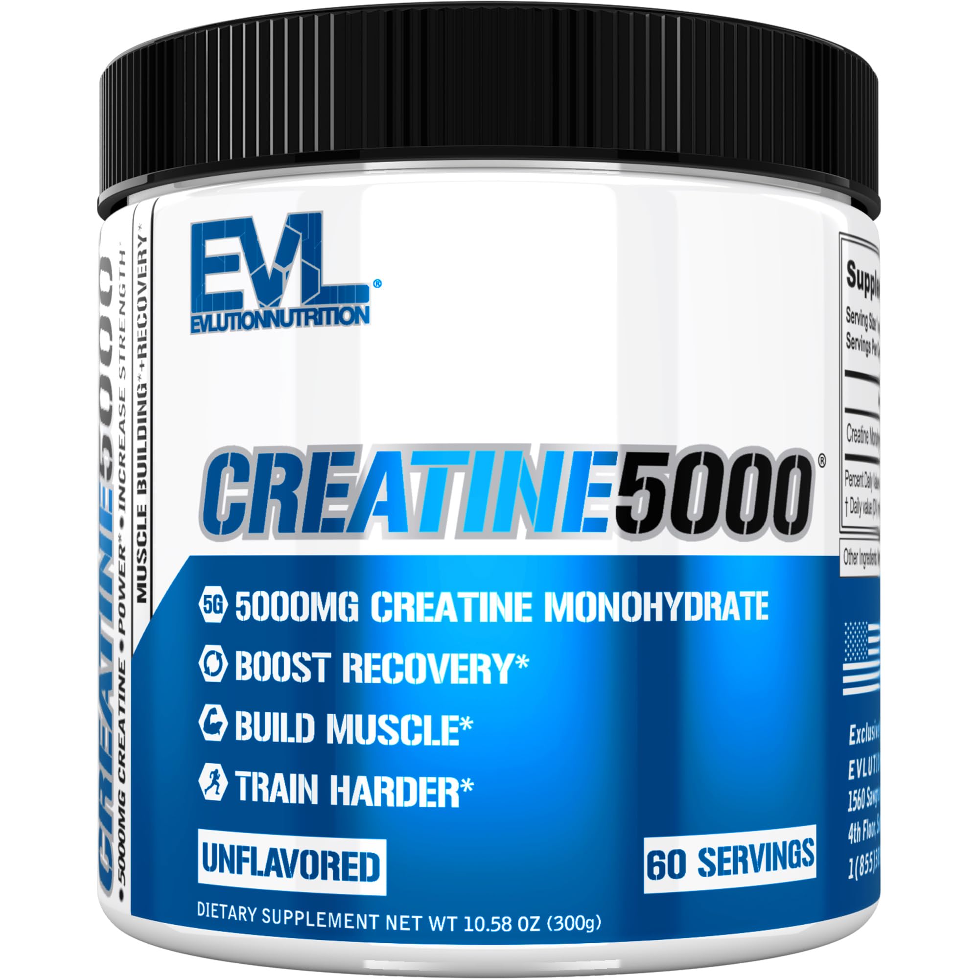 Nutrition Creatine 5000 - Supports Faster Recovery Lean Muscle Growth & Performance - Pre & Post Workout Powder - 5000mg Pure Creatine Monohydrate Per Serving - 60 Servings - Unflavored