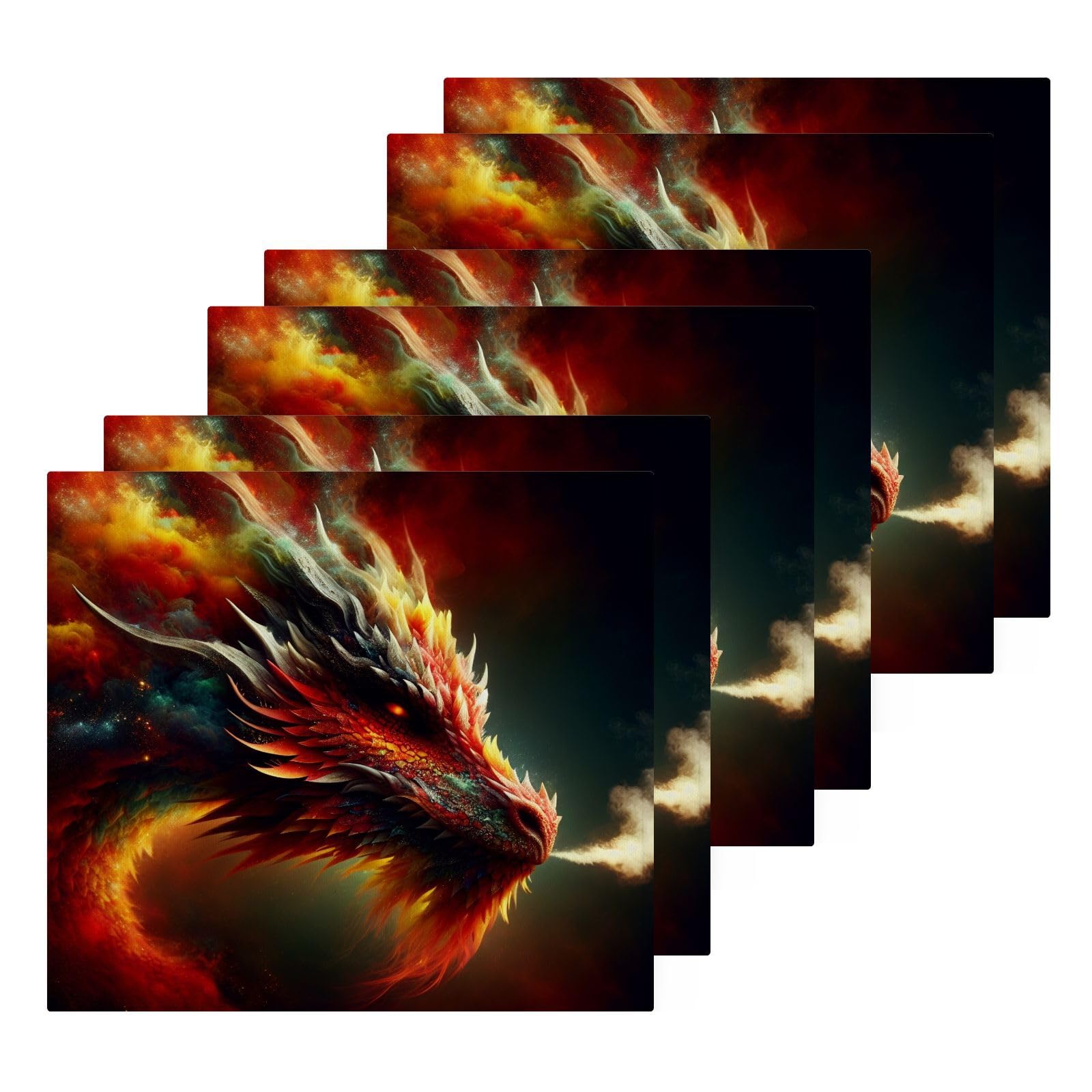 YANENDIE Fire Dragon Colorful Washcloths Towels, Highly Absorbent and Soft Cotton Face Cloths, 6 Pack Quick Dry Wash Cloths - 12 X 12 Inches