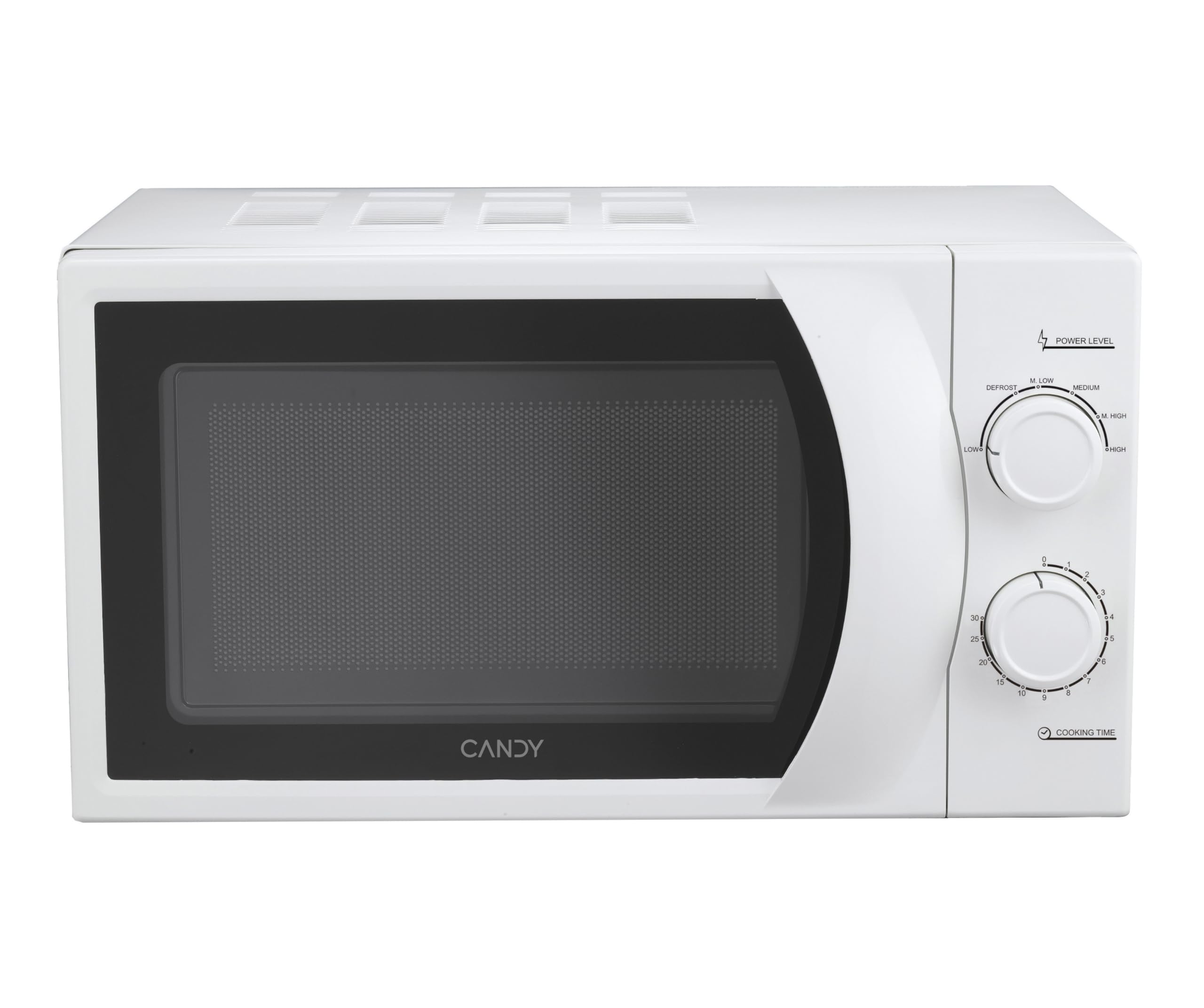 Candy Idea Forno a Microonde 20 Litri, 700W, 6 Livelli di Potenza, Programma Defrost, Timer e Segnale Acustico di Fine Cottura, Libera Installazione, 45,2 x 33,5 x 26,2 cm, Bianco - CMW2070M