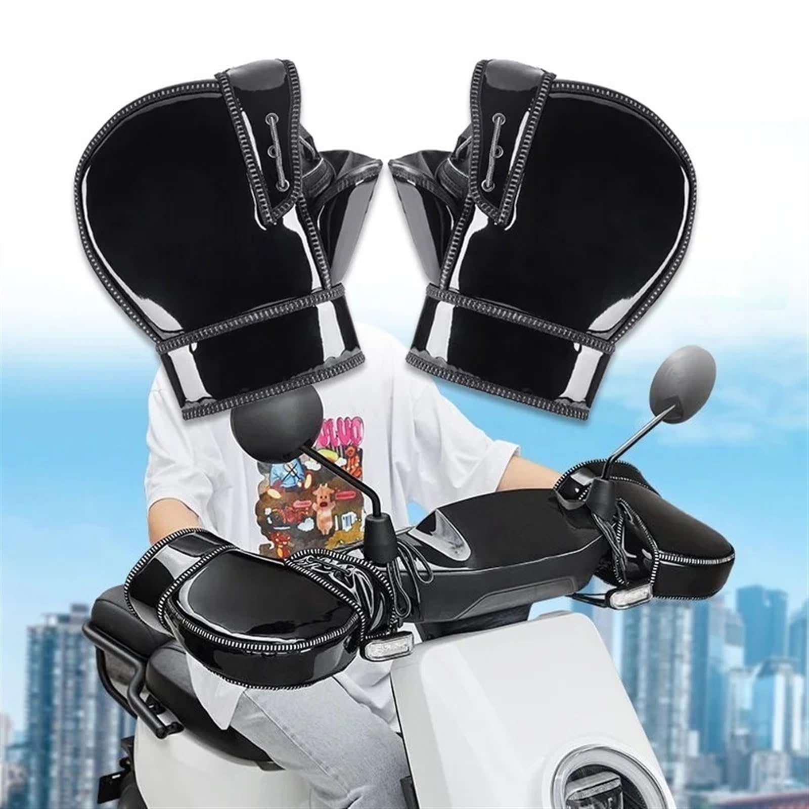 Rękawiczki na kierownicę, Rękawiczki na kierownicę, rękawiczki motocykla, gruby, ciepły muf, ochronny motocykl skuter
