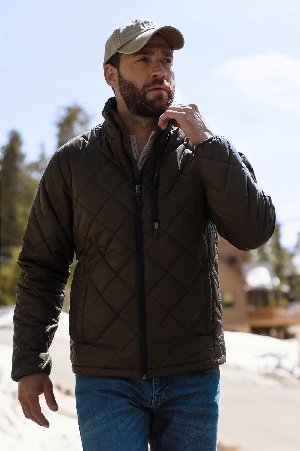 Free Country Mens Puffer Jacket Lightweight Winter Soft Insulated Coat Water and Wind Resistant Ski Hiking Travel for Men
