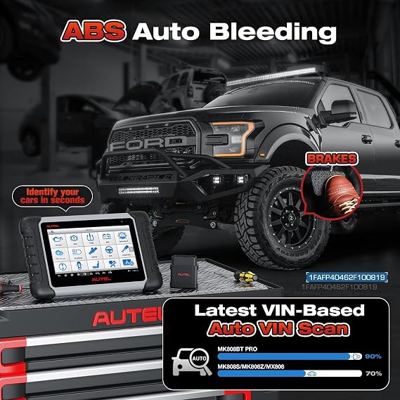 Autel Scanner MaxiCOM MK808BT PRO, 2026 Bidirectional Diagnostic Scan Tool as MK900BT, 2.0 BT Ver. of MK808S MX808S MX900 MK900, 3000+ Active Tests, 28+ Reset, Injector Coding, All Systems, FCA, OS 11