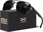 LUENX Aviator Sunglasses for Men Square Polarized Polygon Lens - UV 400 Protection