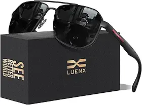 Óculos de sol aviador masculino com lentes polarizadas quadradas de polígono – Proteção UV 400 com acessórios