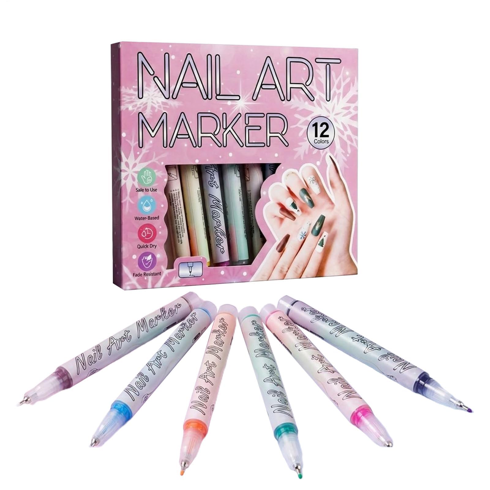 Muiltvoe Nail Drawing Pens,Smudge-Proof High-Pigment - Women Nail Marker Pen Set,for Women Mothers Girlfriends Professionals Beginners Home Salon Everyday Studio