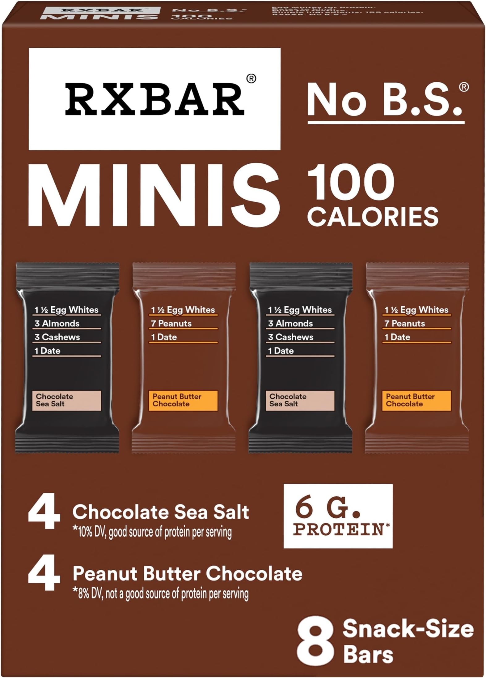 RXBAR Minis Protein Bars, Protein Snack, Snack Bars, Variety Pack, 7.3oz Box (8 Count)