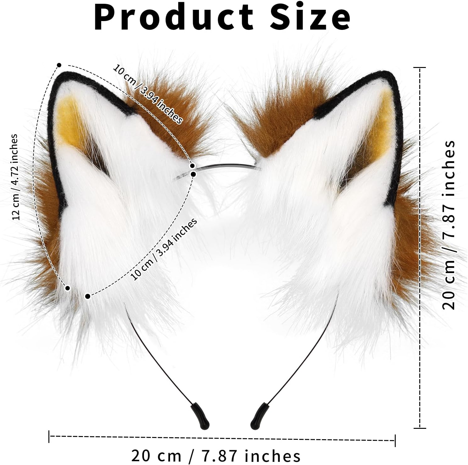 HAOAN Handmade Faux Fur Fox Wolf Ears Headband Halloween Christmas Cosplay Party Costume Accessories - Image 3
