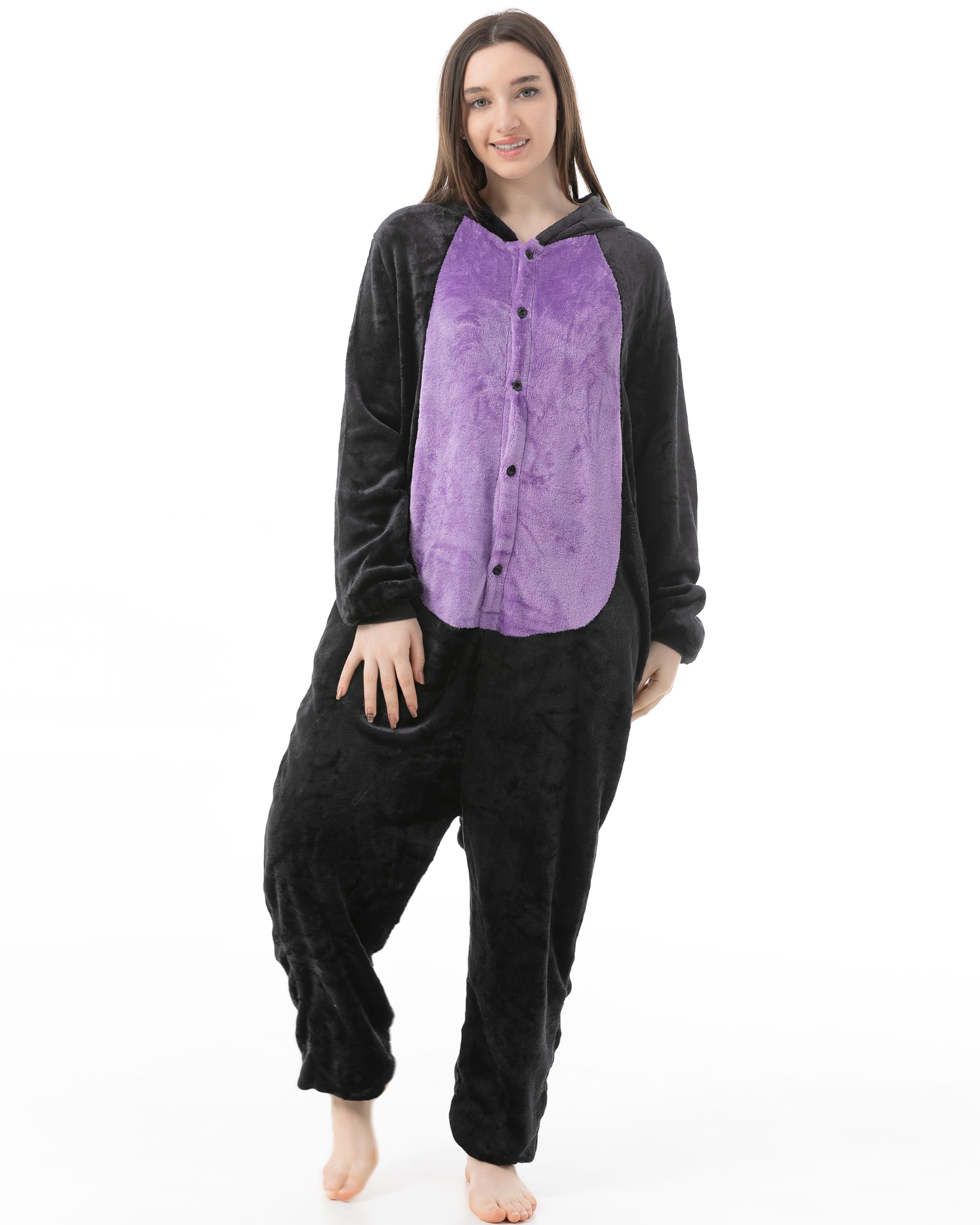 Katara 1744 Kigurumi Pigiama Onesie Costume Animale Carnevale Party Festa Cosplay Monopezzo, Gatto Nero - Taglia L
