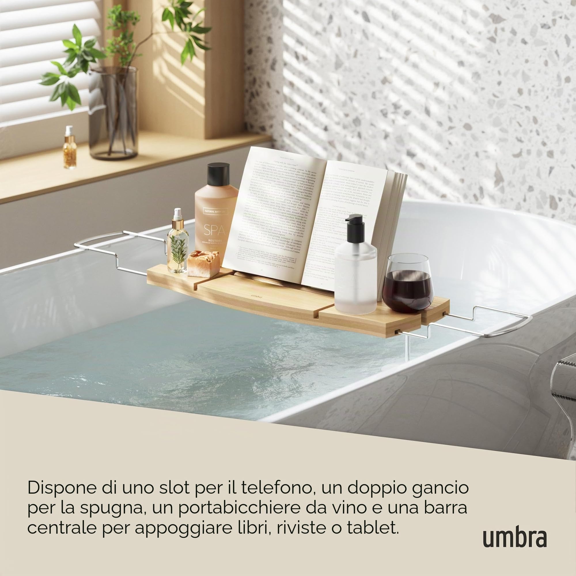 Umbra Aquala Portaoggetti per vasca, Bambù, Naturale