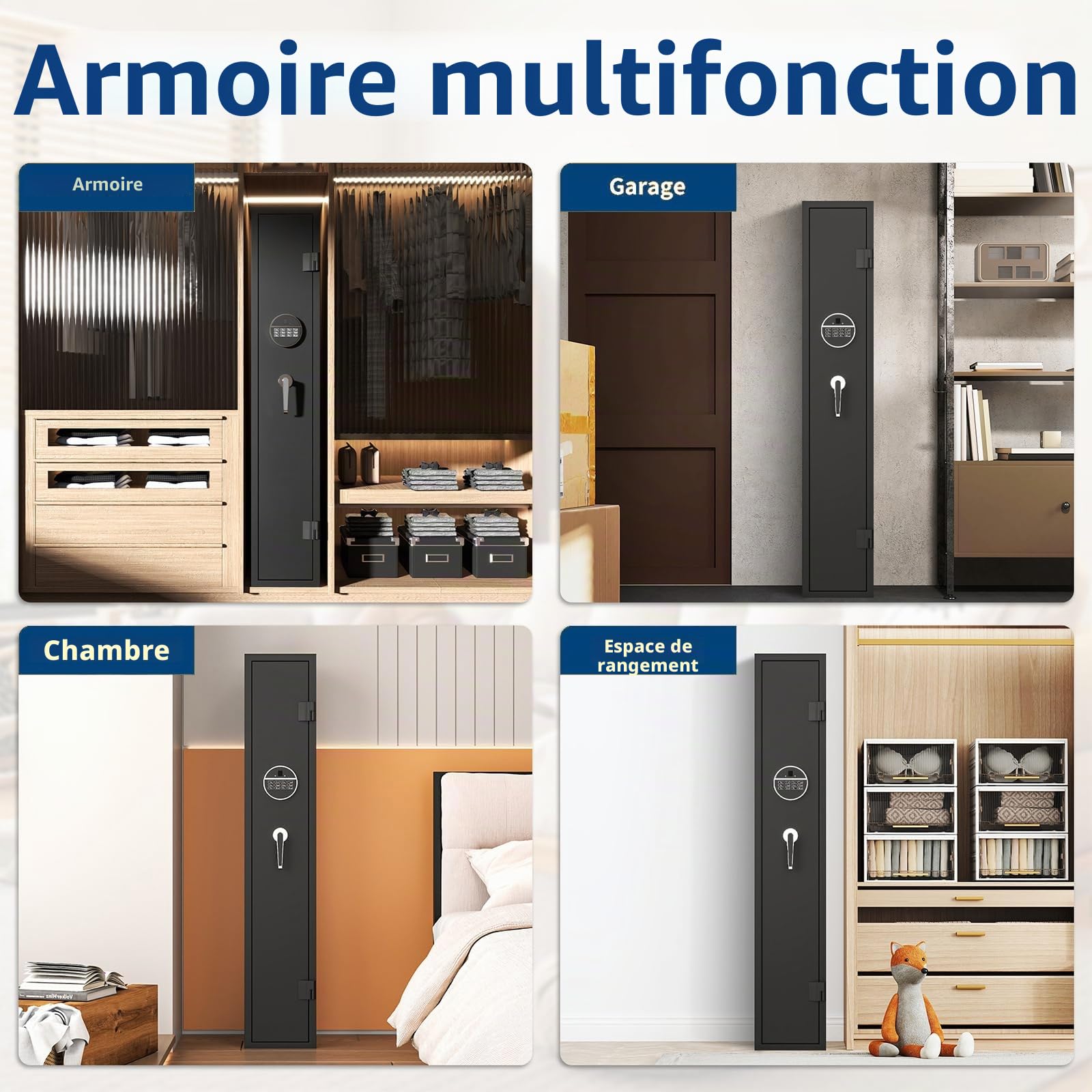 Armoire à Fusils 3 Armes Longues 【Norme DIN EN 1090-1】Armoires à Fusils en Tôle D'acier Armoire à Munitions Verrouillable Séparément Porte-Armes avec Serrure à Clé et Matériel de Montage 138x25x25cm