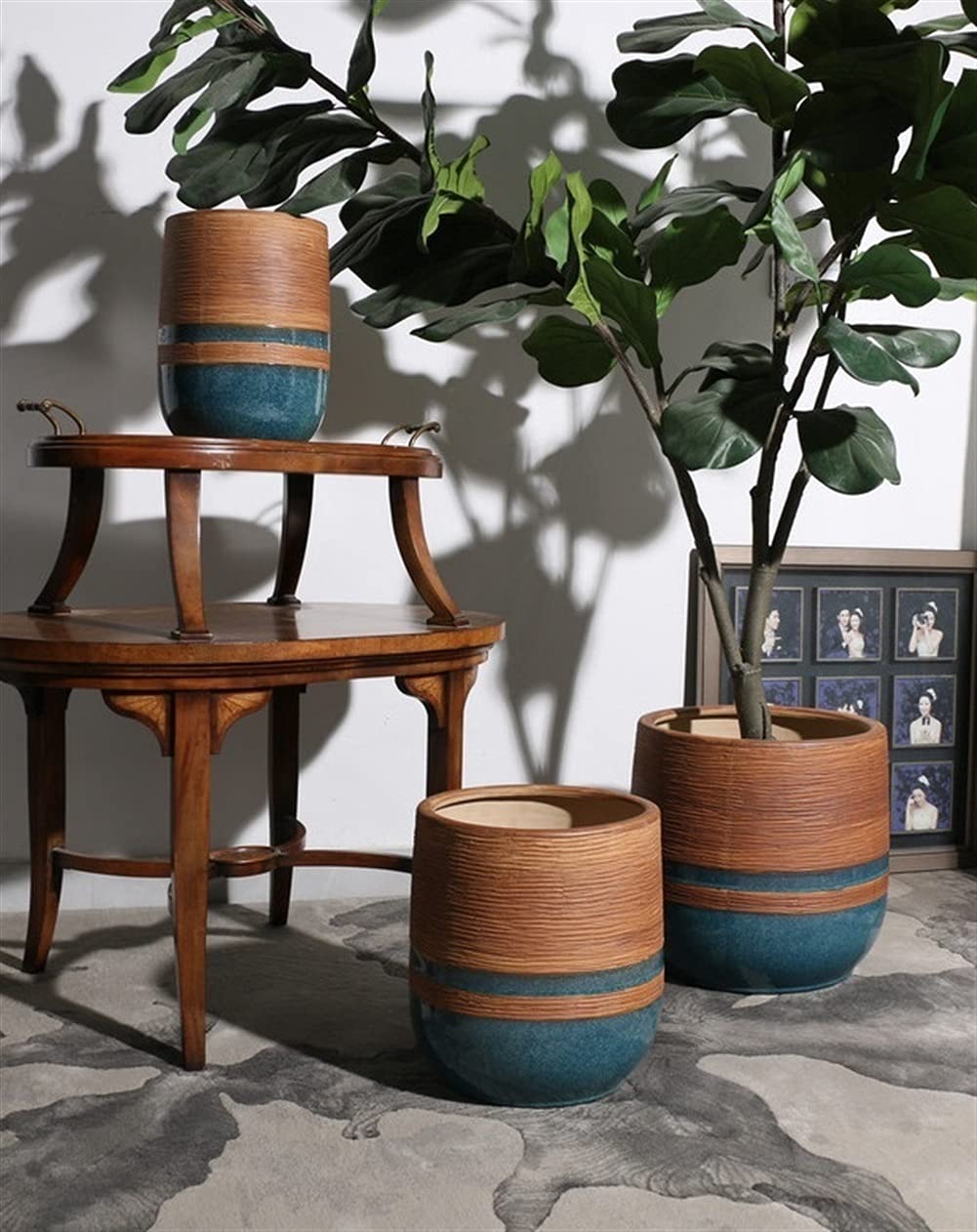 Na zewnątrz duża ceramiczna doniczka na kwiaty kreatywny europejski styl emulacja drewna ziarno doniczka dekoracja podłogowa domowy salon sadzenie drzew ogrodnictwo sadzarka do kwiatów (rozmiar: 3136