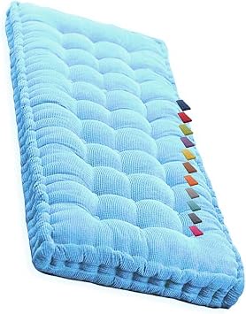 Custom Size Bench Cushions for Indoor Outdoor Furniture, Washable 1- 2- 3 Seater Garden Seat Cushions Swing Seat Pads Recliner Bench Pads for Sofa Patio Kitchen Porch Hammock Rattan LawnSky Blue 1e,1