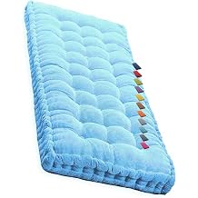 Custom Size Bench Cushions for Indoor Outdoor Furniture, Washable 1- 2- 3 Seater Garden Seat Cushions Swing Seat Pads Recliner Bench Pads for Sofa Patio Kitchen Porch Hammock Rattan LawnSky Blue 1e,1