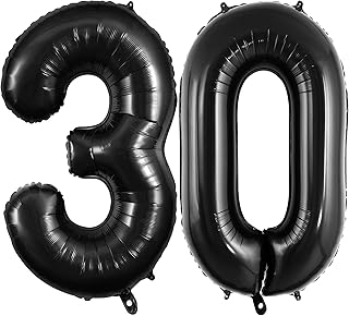 40 Inch Black 30 Number Balloons, Jumbo Foil Balloons for 30th Birthday Party Decorations Supplies / 30th Anniversary Event