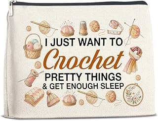 Crochet Knitting Gift Makeup Bag-Travel Cosmetic Pouch for Women Mom Grandma Crocheters Knitters Lovers