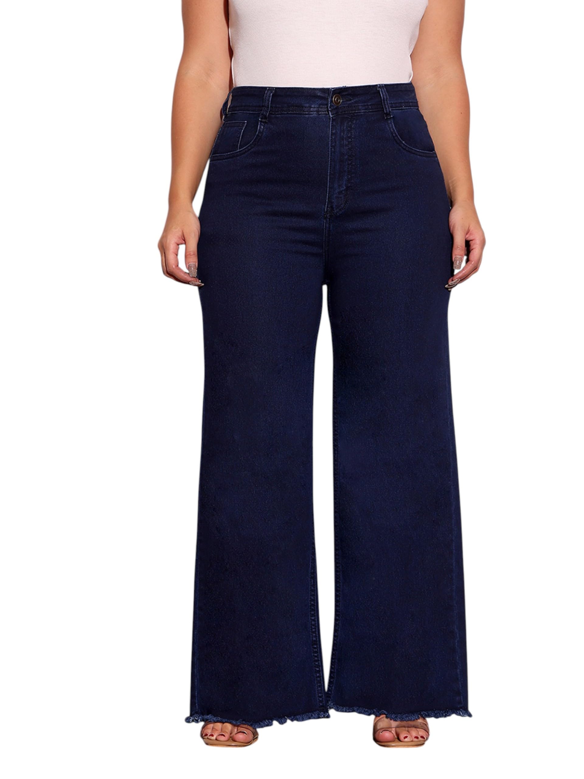 miss chase a+ Women's Wide-Leg High-Rise Regular-Length Stretchable Shaping Denim Jeans-picture-26
