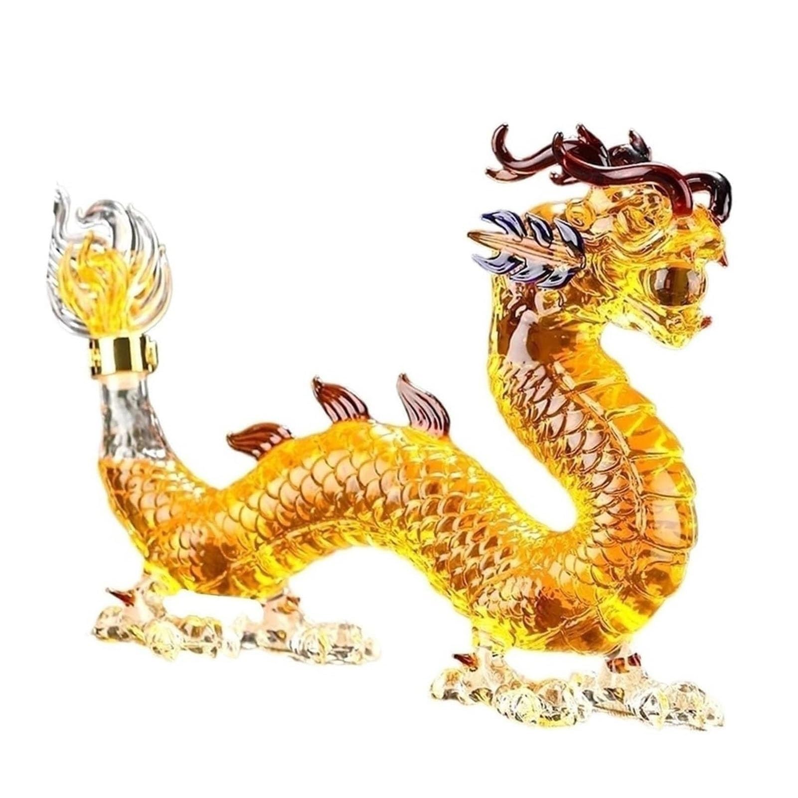 1000ML Decantador Whisky Arte Escultura - Botella De Whisky O Vino De Cristal Sin Plomo Con Dragón Oriental 3D, Decantador De Whisky O Vino Personalizado Con Forma De Animal.