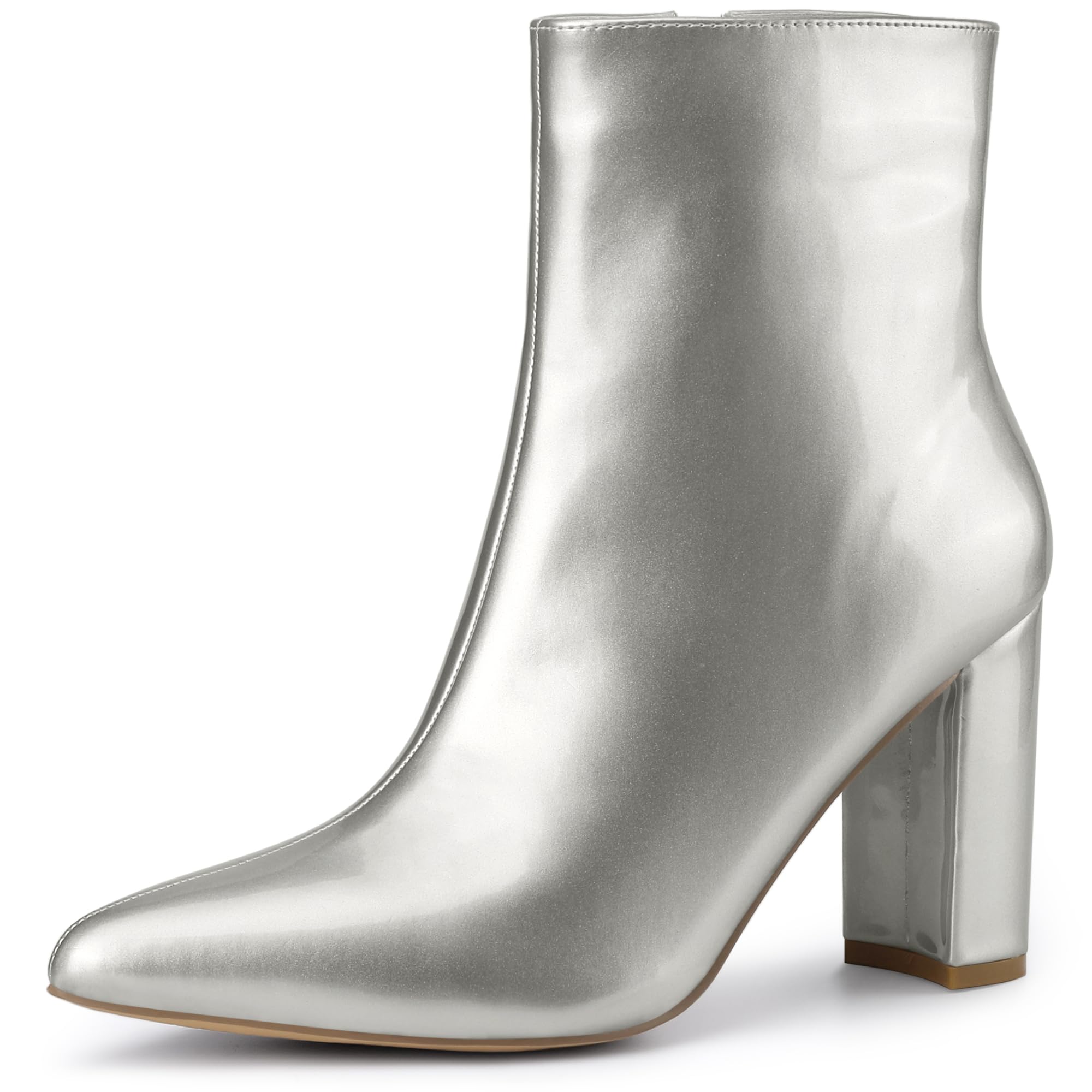 Bottines à talon carré et bout pointu avec fermeture éclair pratique - 8