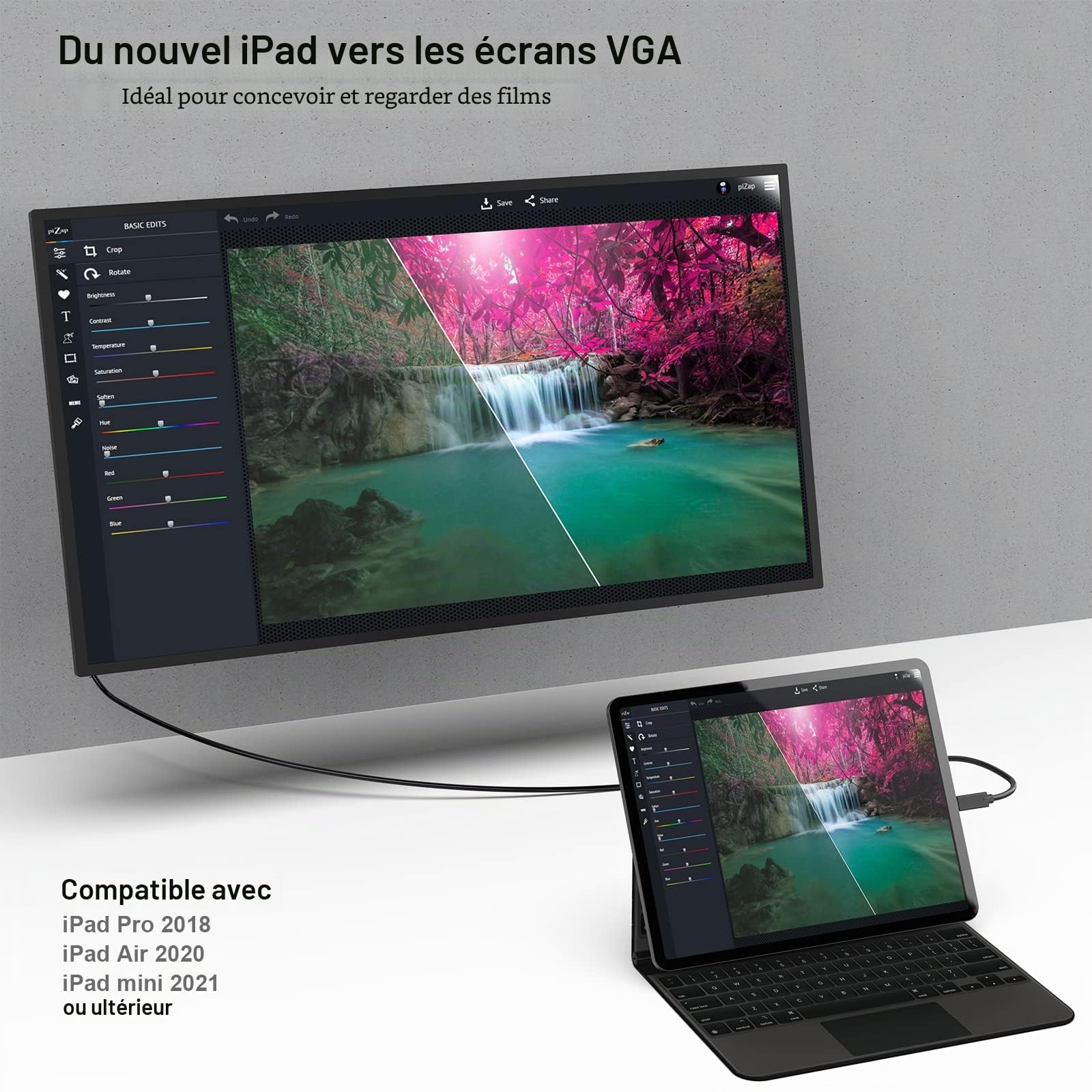 BENFEI Câble USB C vers VGA 0.9M, câble USB Type-C vers VGA [Compatible Thunderbolt 3/4] avec iPhone 15 Pro/Max, MacBook Pro/Air 2023, iPad Pro, iMac, S23, XPS 17, Surface Book 3 et Plus