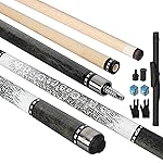 GARSEN 6A-Grade Canadian Maple Wood Pool Cue Stick 19.5oz, 13mm Leather Tip, Multi-Layer & High-Density Piano Lacquer, Anti-Slip Grid-Patterned Grip with Case (Maple Grey)