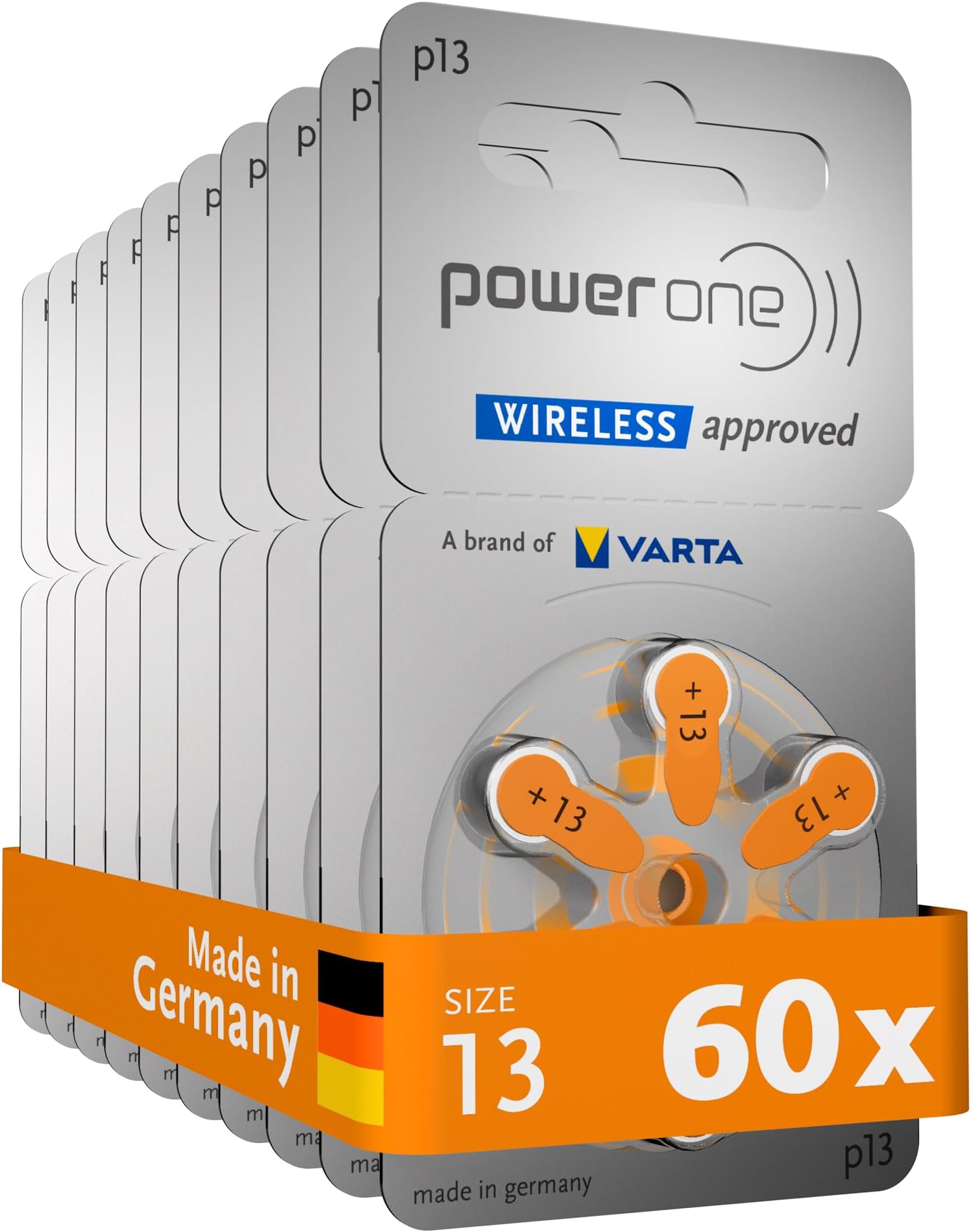 Power One Hearing Aid Battery Size 13 -Pack Of 60 Batteries
