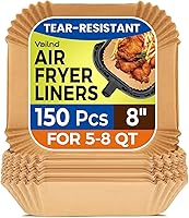 Vista 9 de 400 forros desechables para freidora de aire, papel pergamino cuadrado resistente de 8 pulgadas para cesta de freidora de aire de 5 a 8 cuartos
