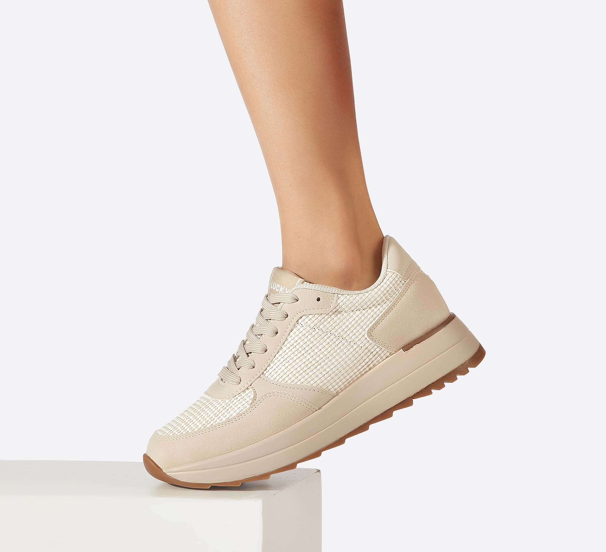 LUCKY STEP Zapatillas para Caminar de Mujer | Zapatillas de Moda con Plataforma para Mujer, Zapatos Casual con Cordones