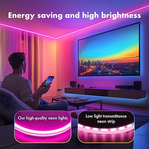 Miniatura 2 de JIAMEI - Tira de luces LED RGB de 20 pies, control de aplicación, control remoto IR, sincronización de música, impermeable IP67 para exteriores,