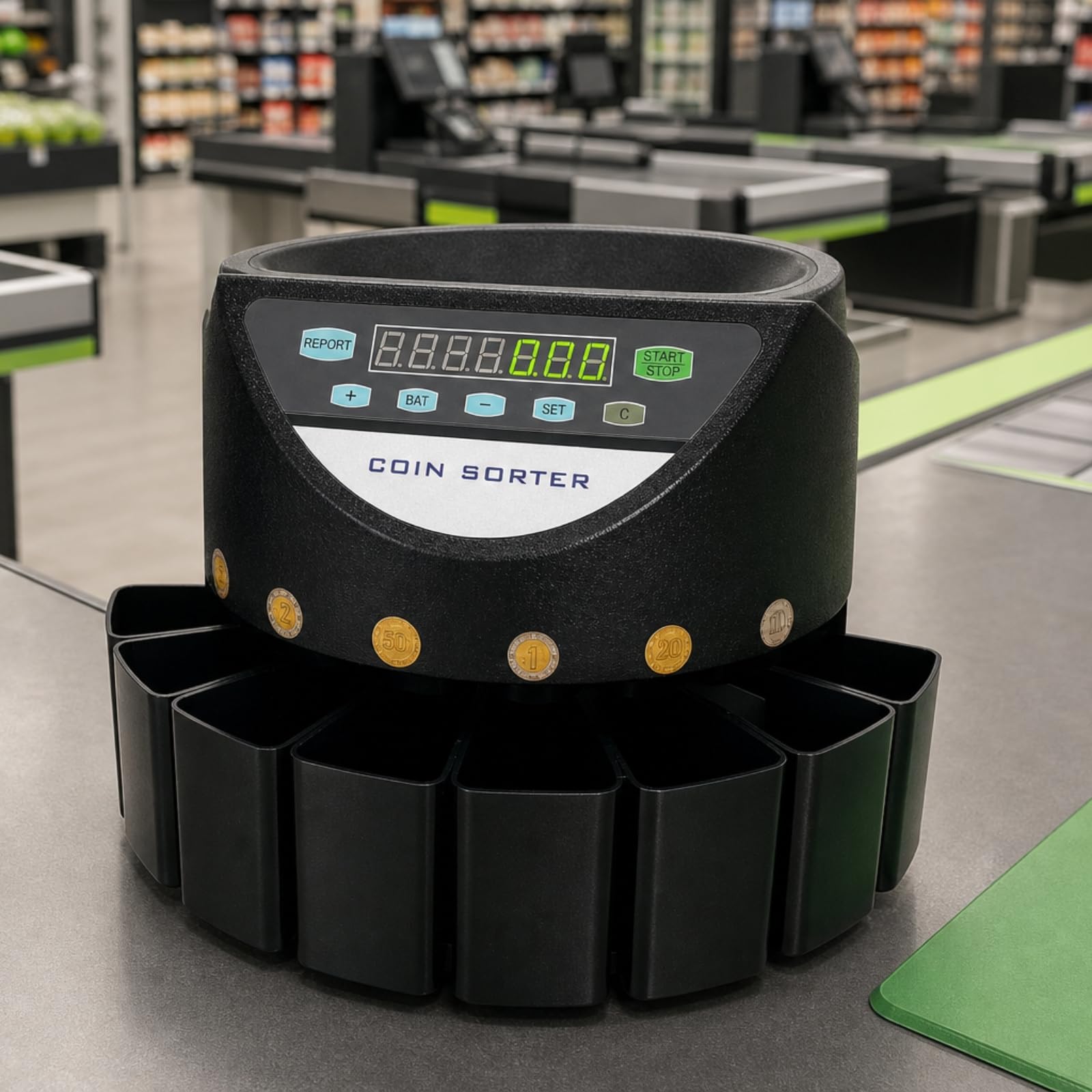 predolo Contamonete Elettronico Preciso Selezionatrice di Monete Euro Rapido Macchina Contamonete con Display per Negozianti